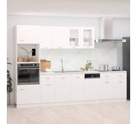 Qhsynaptor Coin de cuisine Lyon 7 pièces en bois blanc, avec armoire à micro-ondes, armoires suspendues, meuble sous évier et panneau de lave-vaisselle pour espace de rangement dans la cuisine