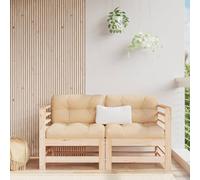 Qhsynaptor Lot de 2 canapés d'angle de jardin modulables en pin massif résistant aux intempéries pour extérieur, terrasse, balcon, salon avec dossier pour des heures confortables en plein air