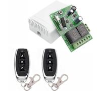 QIACHIP 433mhz Commutateur De Telécommande Sans Fil 2 canaux 12V 24V | universel récepteur relais pour volet roulant,porte de garage,portail,moteur avec 2 émetteurs,contact sec Interrupteur