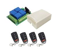QIACHIP Interrupteur Telécommande Sans Fil 12V 433mhz 4 canaux | récepteur relais pour volet roulant,porte de garage,portail,moteur,éclairage avec 4 émetteurs,contact sec