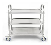 QIAN Chariot de Service 3 Niveaux Chariot Professionnel Acier Inox Pour Salon Beauté hôpital Restaurant Laboratoire - 95x 50x 95cm