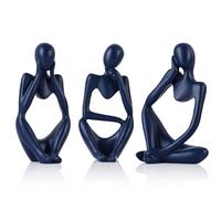 QIANLING Lot de 3 Statues abstraites et Sculptures de penseur - Figurine décorative - Art Minimaliste - Bibliothèque - Table Basse - Bureau à Domicile - Décoration de Salon - Bleu