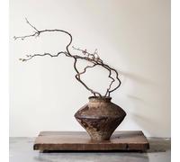 QIANLING Vase Wabi Sabi Vintage Rouillé, 15,5 cm de Hauteur - Vase en poterie Rustique de Style Ferme pour décoration Centrale, vases en poterie texturée pour la décoration de la Maison, Table, Salon