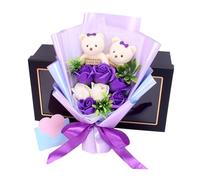 Qianly Bouquet de Fleurs de Savon Artificielles, Composition Florale, Décoration, Cadeau de Saint-Valentin Parfumé pour Le Jardin, La Classe, Les Tout-petits, violet
