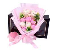 Qianly Bouquet de Fleurs de Savon Artificielles, Composition Florale, Décoration, Cadeau de Saint-Valentin Parfumé pour Le Jardin, La Classe, Les Tout-petits, rose