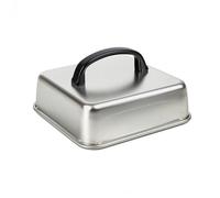 Qianly Cloche Carrée pour Plancha Couvercle de Gril Dôme à Fromage Fondant Capot de Cuisson Poignée Antidérapante en Acier Inoxydable pour Cuisine Domestique, 21-21-5cm, Bar Handle