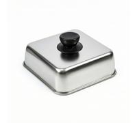 Qianly Cloche Carrée pour Plancha Couvercle de Gril Dôme à Fromage Fondant Capot de Cuisson Poignée Antidérapante en Acier Inoxydable pour Cuisine Domestique, 21-21-5cm, Round Handle