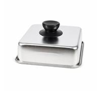 Qianly Cloche Carrée pour Plancha Couvercle de Gril Dôme à Fromage Fondant Capot de Cuisson Poignée Antidérapante en Acier Inoxydable pour Cuisine Domestique, 26-26-5cm, Round Handle