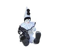Qianly Clown Doll Statuette Poupée Vintage Jouet Peluche Clown Collection Harlequin en Porcelaine et Tissu Adaptée pour Collectionneur Décoration Bureau