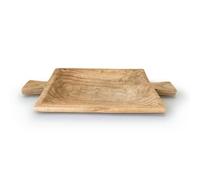 Qianly Coupe à Fruits En Bois Rustique Corbeille à Fruits Apaisant Vaisselle pour Cuisine, Salon, 44.5cm X 24cm X 6cm, Plateau En Bois Naturel À Double Anse