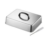 Qianly Couvercle Rectangulaire en Acier Inoxydable pour Hamburgers, Idéal pour Faire Fondre Le Fromage sur Le Gril, Robuste et Résistant, Parfait pour Grille, 26cmx20cmx5.5cm