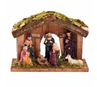 Qianly Crèche Table en Résine Portable Scène la Nativité Table Polyvalente Figurine Religieuse, Crèche B