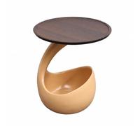 Qianly e Table D'appoint Ronde Gain Place Table D'appoint Compartiment Rangement Moderne pr Chambre à Ccher, Angle Lecture, Jaune Terre