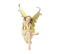 Qianly Figurine d'ange des fleurs, statue jardin, ornement miniature décoratif, cadeau pour pelouse ou patio, en résine
