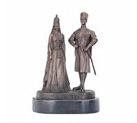 Qianly Figurine Décorative en Laiton Statue Sculpture Ornement Métal Couple Européen Raffiné de Costume Convient au Bureau Étude Lecture Décoration de Tablette