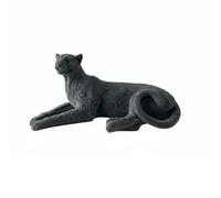 Qianly Figurine Décorative Léopard Statue Sculpture Objet Résine et Flockage Aspect Mat Discret Artistique Convient à Étagère Entrée Bureau Comptoir, Gris