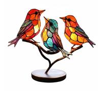 Qianly Figurine Oiseau Décorative Statue Fer Ornement Statuette Motif Multicolore Style Artistique Adapté à la Maison Salon Bibliothèque Bureau Déco, 3 Birds Aligned, Iron
