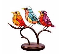 Qianly Figurine Oiseau Décorative Statue Fer Ornement Statuette Motif Multicolore Style Artistique Adapté à la Maison Salon Bibliothèque Bureau Déco, 3 Birds, Iron