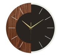 Qianly Horloge Murale Scandinave en Bois, Pendule Murale, Cadran Bicolore Créatif 30 cm, Design Moderne Minimaliste, Décoration Contemporaine pour Salon, Bureau ou Mur Principal