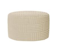 Qianly Housse de Pouf Ronde, Protection Épaisse et Enveloppante pour Tabouret, Housse de Salon Élastique et Lavable, pour Canapé, Repose-Pieds et Décoration Intérieure, Beige