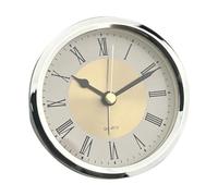 Qianly Insert de Horloge Mini pour Bureau avec Mouvement à Chiffres Romains Tête Ronde Résistante Pièce pour Décoration Contemporaine Adapté à, argent