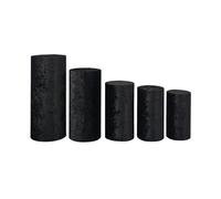 Qianly Lot de 5 Housses de Socle Cylindriques en Tissu Doux et Polyvalent pour Desserts, Idéal pour Mariages et Anniversaires, Noir