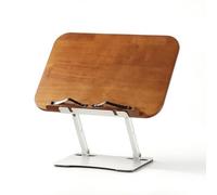 Qianly Lutrin Lecture avec Pinces à Pages Ergonomique Porte-Livre avec Pinces à Pages Robuste Porte-Livre Réglable pour Lecteurs, Étu, Support Double En Bois De Chêne Réglable