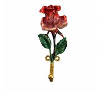 Qianly Mural Décoration Fleurie 3D Polyvalent Mural Décoratif En Métal Robuste Patère à Motif Rose Feuilles pr Entrée, Rose