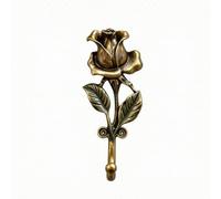 Qianly Mural Décoration Fleurie 3D Polyvalent Mural Décoratif En Métal Robuste Patère à Motif Rose Feuilles pr Entrée, Bronze Antique