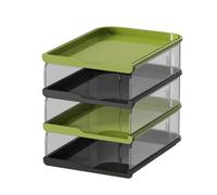 Qianly Organisateur de Bureau Plateau Documents Trieur Rangement Dossiers Support Livres Corbeille Fournitures Fonction Convient pour Bureau Éco, Noir, 4 Niveaux