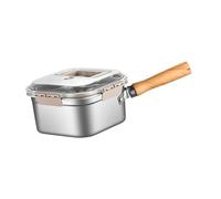 Qianly Petite Friteuse/cuiseur Vapeur En Acier Inoxydable avec Poignée En Bois et Panier pour Frites, Pâtes et Sauces.