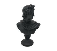 Qianly Petite Statuette de Buste de Dieu Grec, Décoration de Bureau Polyvalente pour Coiffeuse, Sculpture de Tête En Résine à Surface Lisse, Apollon Noir