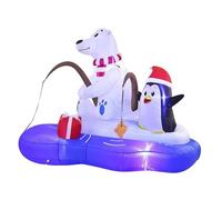 Qianly Pingouin Lumineux Décoration de Noël Gonflable Animaux Polaire avec Lumières LED Polyester Résistant Convient pour Jardin Terrasse Fête