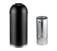 Qianly Poubelle Métallique à Ouverture Supérieure pour Usage Commercial, 48L Noir