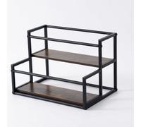 Qianly Robuste Rangement Domestique Étagère Table à Étages Métal Noir Organisateur à Épices à 3 Niveaux, Étagère De Rangement À 2 Niveaux