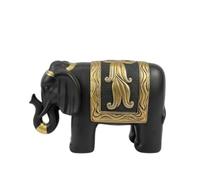 Qianly Sculpture Éléphant Résine Statue Éléphant Figurine Décorative Allure Moderne avec Reliefs Dorés Matériau Résine Robuste Adaptée à Décoration de Maison Bureau Salon Dessus de Meuble Console