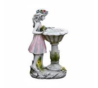 Qianly Sculpture en Résine Statue Jardin Figurine Lumineuse Lampe Solaire Statuette Extérieure en Résine Imperméable avec Éclairage Automatique pour Pelouse Potager Espace, Petite Fée Fleur
