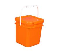 Qianly Seau Carré de 4 Poignée et Couvercle. Contenant Alimentaire Robuste pour Le Camping, Les Loisirs Créatifs, Le Ménage et La Maison, Orange