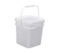 Qianly Seau Carré de 4 Poignée et Couvercle. Contenant Alimentaire Robuste pour Le Camping, Les Loisirs Créatifs, Le Ménage et La Maison, Blanc