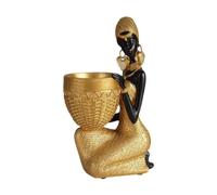 Qianly Statuette Décorative de Femme Africaine, Sculpture de Femme Africaine, Style B