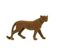 Qianly Statuette Félin Mat Figurine Chat avec Finition Floquée Épuré Figurine en Résine pour Bureau, Marron, Panthère Debout