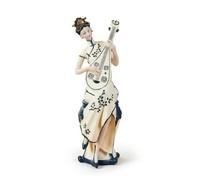 Qianly Statuette Femme Chinoise Élégant Figurine En Céramique Vernie Chic Figurine En Céramique pour Bureau, Passion Avec Pipa
