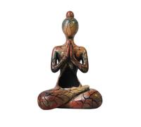 Qianly Statuette Méditation Effet Craquelé Figurine avec Bougeoir Peint à la Main Statuette Bouddha Bougeoir pour Espace Détente