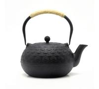 Qianly Théière En Grande Fonte Capacité Théière avec Couvercle Robuste Vaisselle pour Cuisine, Array, Noir, Forme D Éventail, Avec Corde De Chanvre