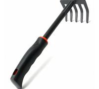 Qianly Truelle de Jardinage Truelle Main Pelle Transplantoir Désherbeur en Acier Carbone Haute Résistance Revêtement Protecteur Manche Confort Ergonomique, Râteau 5 Dents