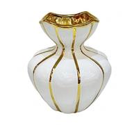 Qianly Vase en Céramique Vase Décoratif Vase Rond Vase à Ouverture Centrale Surface Émaillée Lisse au Rendu Poli Cannelures Superposées pour Relief Visuel, 17cm X 6.5cm X 24cm