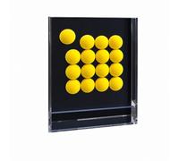 Qianly Vitrine Décorative Table Panneau Arrière Sombre Géométrique Sculpture Acrylique Table Base Surélevée Compact pr Bureau, Jaune
