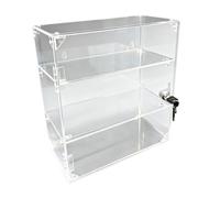 Qianly Vitrine en acrylique avec serrure à clé, meuble rangement multifonctionnel et empilable pour bibliothèque ou bureau, Trois Couches