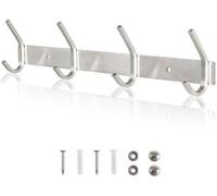 Qiannhee, patère à rail, patère argentée, très résistante, 43 cm, jusqu'à 40 kg, acier inoxydable SUS304, patère pour enfants, 4 crochets, patère murale, rail à crochets pour porte de cuisine, entrée,