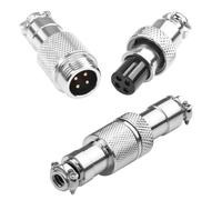 QIANRENON Docking GX12 4Pin Aviation Plug Socket Plaqué Or GX12 4Pin Aviation Fiche Souder Connecteur GX12-4 Quick Plug Aviation Prise Ecrou Verrouillage 5A, pour électrique électronique, 2Pcs
